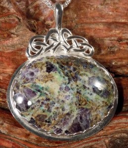 Kaleidascope Agate Pendant in Sterling Silver with Celtic Knot